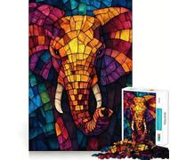 Stained Glass Elephant 1000 Piece Jigsaws for Teenagers Puzzle Wise Think Toy Simple Fun Tight Cut Santa Wish Pick (38x26cm)