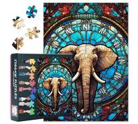 Stained Glass Elephant Art 1000 Piece Jigsaw Puzzles for Adults, Family Challenging Puzzle Game (Mosaic Animal Theme), Birthday Party Gift for Men Women Home Decor (27.5"x19.7")