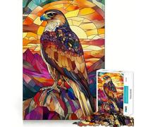 Stained Glass Falcon 1000 Pieces Jigsaws Adults Puzzles Gifts Strengthen Recall Serene Time Quality Edge Santa Wish Item (38x52cm)
