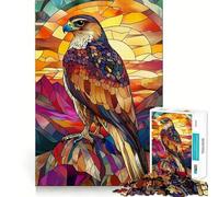 Stained Glass Falcon Jigsaw Puzzles for Adults1000 Pieces Boost Memory Soothing Fun Premium Cut Thoughtful Gift (50x75cm)