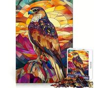 Stained Glass Falcon Jigsaw Puzzles for Adults1000 Pieces Boost Memory Soothing Fun Premium Cut Thoughtful Gift (50x75cm)