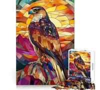 Stained Glass Falcon Jigsaw Puzzles for Teenagers 1000 Piece Raise Memory Leisure Time Clean Edge Lovely Present (38x26cm)