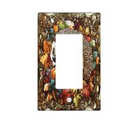 Stained Glass Fall Hedgehog Decorative Switch Cover Plate 1 Gang Single Rocker, Autumn Pumpkin Maple Leaf Electrical Faceplate for Bedroom Bathroom Decor, Cool Standard Size Switchplate