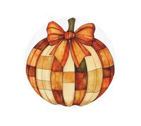Stained Glass Fall.Plaid Pumpkin Round Magnetic Fridge Magnets For Kitchen Durable With Enduring Magnetism