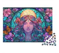 Stained Glass Fantasy Art Jigsaw Puzzles Puzzle for Adults Kids. 1000 Piece Whimsical Challenge Toy Educational Games Home Decoration for Adults& Kids Age 14 Years Up 52x38cm/1000pcs