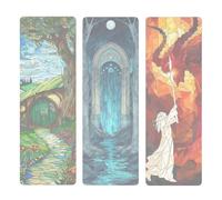 Stained Glass Fantasy Art PVC Transparent Bookmark Set,Unique Bookmarks Gifts for Readers, Women & Men, Magical Style Literary Accessories with 3 Elegant Designs (6x2 Inches)