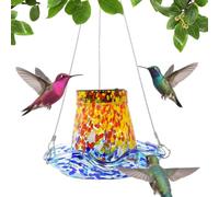 Stained Glass Feeders - Solar Hummingbird Feeder, Wild Bird Feeder, Solar Powered | Feed Decorations Garden Decor Lawn Ornaments for Outdoors Backyard Patio Hanging