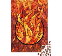 Stained Glass Fire Symbol Jigsaw Puzzle for Adults, 1000 Pieces, 52x38cm/1000pcs, Fresh Winter Hobby, Screen-Free Leisure And Winter Weekends