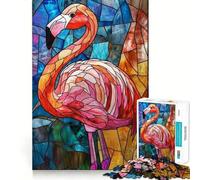 Stained Glass Flamingo Jigsaw Puzzles for Adults1000 Pieces Boost Memory Soothing Fun Premium Cut Thoughtful Gift (38x52cm)