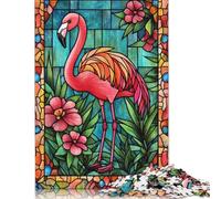 Stained Glass Flamingo Puzzles 500 Piece Puzzles for Teenagers Gifts Puzzle for Adults And Teenager 500pcs (52x38cm)