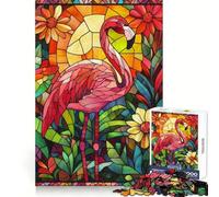 Stained Glass Flamingo Teenagers 1000 Piece Jigsaw Puzzle Memory Gain Light Relax Design Assembly Wall Art Decor (50x75cm)