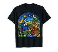 Stained Glass Flight into Egypt Nativity Journey T-Shirt