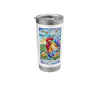 Stained Glass Floral Chicken Stainless Steel Insulated Tumbler