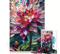 Stained Glass Flower 1000 Pieces Jigsaw Puzzles for Teenagers Cognitive Toy Gentle Leisure Pattern Assembly Fine Art Piece (50x75cm)