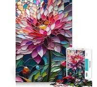 Stained Glass Flower 1000 Pieces Puzzles for Teenagers Boost Recall Relaxing Fun Accurate Edge Thoughtful Gift (38x26cm)