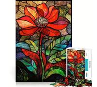 Stained Glass Flower 1000 Pieces Puzzles for Teenagers Boost Recall Relaxing Fun Accurate Edge Thoughtful Gift (50x75cm)