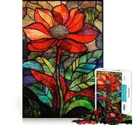Stained Glass Flower Jigsaw Puzzles 1000 Pieces for Adults Reason Skill Toy Calm Relax Exact Cut Heartfelt Gift (38x52cm)