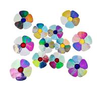 Stained Glass Flower Mosaic Tiles Kit - 12 Florals with Petals & Flat Beads for DIY Crafts, Home Decor & Garden Art (Iridescent Mix)