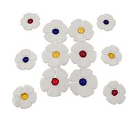 Stained Glass Flower Mosaic Tiles Kit - 12 Florals with Petals & Flat Beads for DIY Crafts, Home Decor & Garden Art (White)