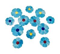 Stained Glass Flower Mosaic Tiles Kit - 12 Florals with Petals & Flat Beads for DIY Crafts, Home Decor & Garden Art (Sky Blue)