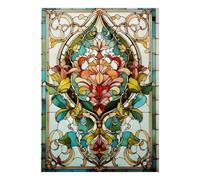 Stained Glass Flower Pattern 1000pcs Mini Puzzle for Family Challenging | 38x26cm Cardboard Home Decor Durable Structure Birthday Gift Stress Relief