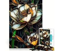 Stained Glass Flowers 1000 Piece Jigsaws for Adults Puzzle Intellect Toy Relaxing Fun Quality Cut Fine Art Piece (38x26cm)