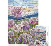 Stained Glass Flowers 1000 Piece Jigsaws for Adults Puzzle Stimulate Active Brain And Mind Gentle Relaxing Fun Activity (50x75cm)