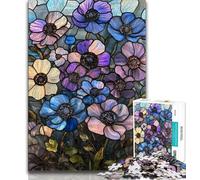 Stained Glass Flowers Adult Jigsaws 1000 Pieces Difficult,Decompressing Intellectual Educational Toy Suitable for Desktop Decoration (38x26cm)