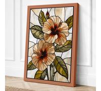 Stained Glass Flowers Canvas Wall Art Print 24x16 Inch