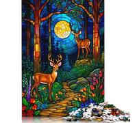 Stained Glass Forest 1000 Piece Puzzles For Adults Creative Rectangular Paper Puzzle Jigsaw for Friends Family 1000pcs (38x26cm)