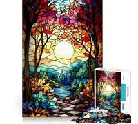 Stained Glass Forest Jigsaw Puzzles for Teenagers 1000 Piece Enhance Recall Home Leisure Exact Edge (38x52cm)