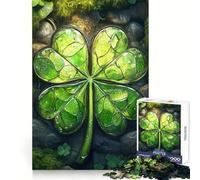Stained Glass Four-Leaf Clover Teenagers 1000 Piece Jigsaw Puzzle Mind Exercise Toy Group Play Precision Cut Festival Gift (38x26cm)