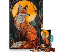 Stained Glass Fox 1000 Piece Jigsaw Puzzles for Adults Brain Tease Toy Relax Time Perfect Cut Memorable Gift (38x26cm)