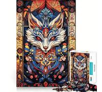 Stained Glass Fox 1000 Piece Jigsaw Puzzles for Adults Jigsaw Memory Lift Slow Enjoy Image Assembly Creative Gift (38x52cm)