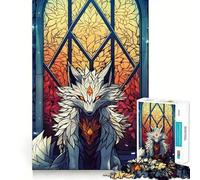Stained Glass Fox 1000 Piece Jigsaw Puzzles for Adults Jigsaw Thought Toy Indoor Fun Accurate Edge Art Collectible (38x52cm)