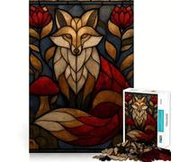 Stained Glass Fox 1000 Piece Jigsaws for Teenagers Puzzle Memory Gain Relaxing Fun Design Assembly Warm Surprise (50x75cm)