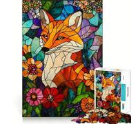 Stained Glass Fox 1000 Teenager Pieces Jigsaw Puzzle Mind Exercise Toy Bonding Time Precision Cut Art Collection Piece (50x75cm)