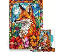 Stained Glass Fox 1000 Teenager Pieces Jigsaw Puzzle Mind Exercise Toy Bonding Time Precision Cut Art Collection Piece (50x75cm)