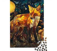 Stained Glass Fox Art Print-1 Jigsaw Puzzles Puzzle for Adults Kids. 1000 Piece Whimsical Challenge Toy Educational Games Home Decoration for Adults& Kids Age 14 Years Up 70x50cm/1000pcs