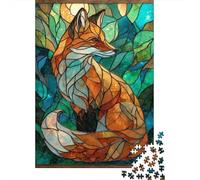 Stained Glass Fox Art Print Jigsaw Puzzles Puzzle for Adults Kids. 1000 Piece Whimsical Challenge Toy Educational Games Home Decoration for Adults& Kids Age 14 Years Up 70x50cm/1000pcs