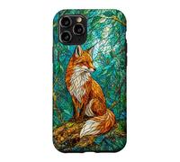 Stained Glass Fox Forest Woodland Mosaic Aesthetic Case for iPhone 11 Pro