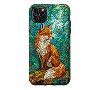 Stained Glass Fox Forest Woodland Mosaic Aesthetic Case for iPhone 11 Pro Max