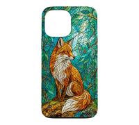 Stained Glass Fox Forest Woodland Mosaic Aesthetic Case for iPhone 13 Pro Max