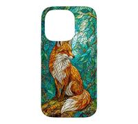 Stained Glass Fox Forest Woodland Mosaic Aesthetic Case for iPhone 14 Pro