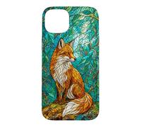 Stained Glass Fox Forest Woodland Mosaic Aesthetic Case for iPhone 15 Plus