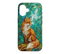 Stained Glass Fox Forest Woodland Mosaic Aesthetic Case for iPhone 16