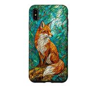 Stained Glass Fox Forest Woodland Mosaic Aesthetic Case for iPhone XS Max