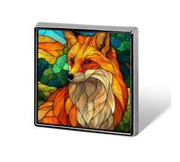 Stained Glass Fox Green Forest Unisex Brooches & Pins Square Lightweight Lapel Badge Jewelry for Clothing Shawl Hat