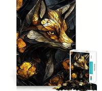 Stained Glass Fox Hard Jigsaw Puzzle for Adults 1000 Pieces Strengthen Recall Stress Release Premium Edge Fine Art Piece (50x75cm)