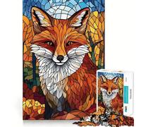 Stained Glass Fox Jigsaw Puzzle for Teenagers 1000 Pieces Cognitive Toy Quiet Hobby Premium Edge (50x75cm)